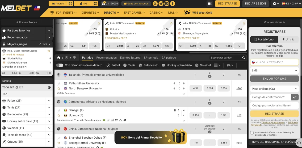 Las apuestas en vivo de Melbet
